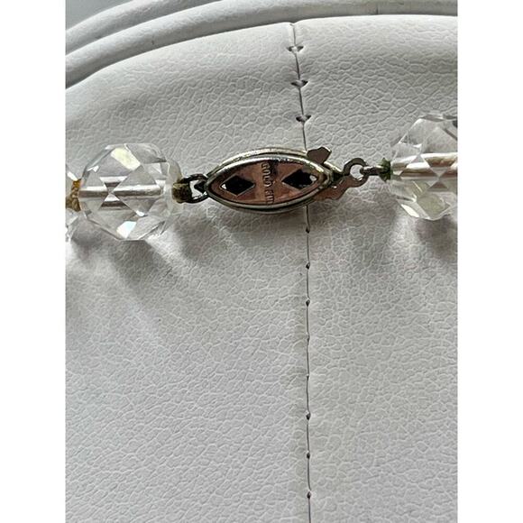 Faceted Rock Crystal Graduated Vintage Gold Filled Clasp Single Strand Necklace - Picture 9 of 16